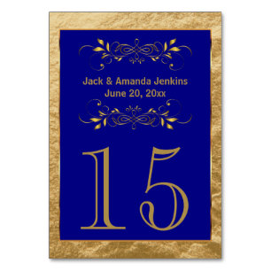 Gold Foil and Blue - Table Number