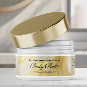 Gold Foil and Ivory Body Butter Jar Label 1 x 7