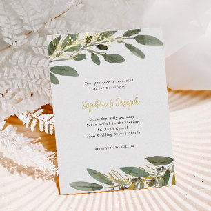 Gold Foil and Olive Leaves Wedding