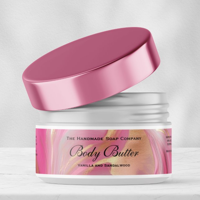 Gold Foil and Pink Body Butter Jar Label 1 x 7 (Creator Uploaded)