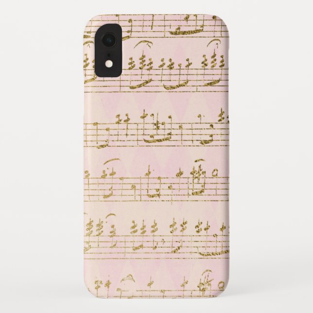 Gold Foil and Rose Gold Musical Notes Pattern Case-Mate iPhone Case (Back)