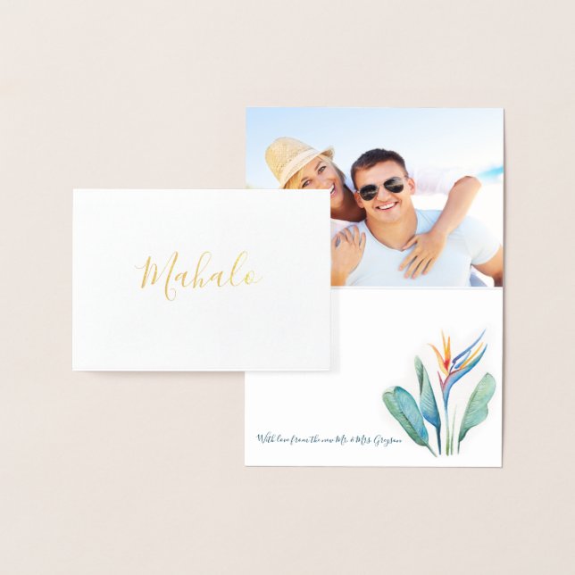 Gold Foil and Watercolor Botanical Thank You Card (Display)