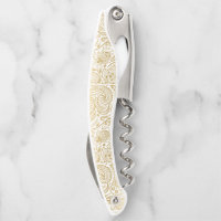 Gold foil and white vintage paisley pattern