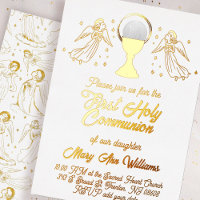  gold foil angels catholic Host First Communion