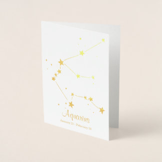 Gold Foil Aquarius Zodiac Sign Constellation Card
