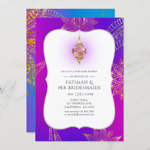 Gold Foil Arabian Bollywood Bridesmaids Luncheon Invitation