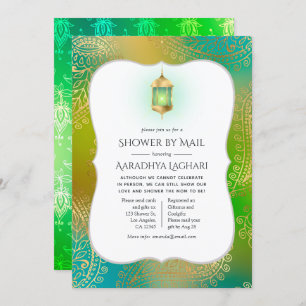 Gold Foil Arabian Bollywood Shower by Mail Invitation