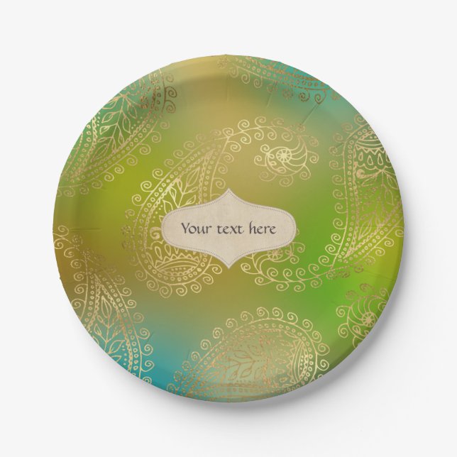 Gold Foil Arabian Paper Plate (Front)