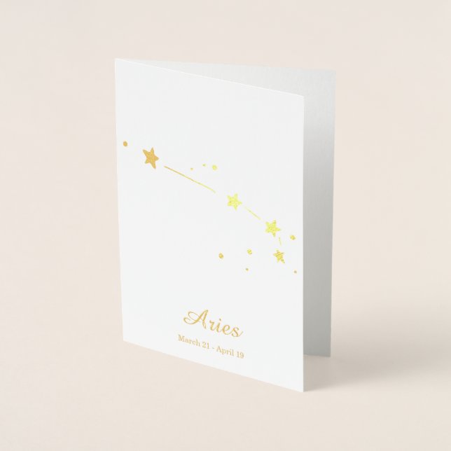 Gold Foil ARIES Zodiac Sign Constellation Card (Front)