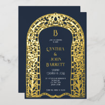 Gold Foil Art Deco Inspired Wedding Invitation