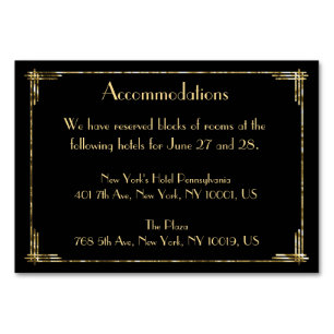 Gold Foil Art Deco Wedding Accommodation Table Number