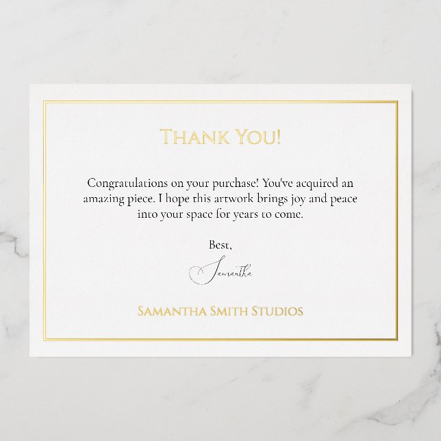 Gold Foil Art Sale Thank You Card Template (Front)
