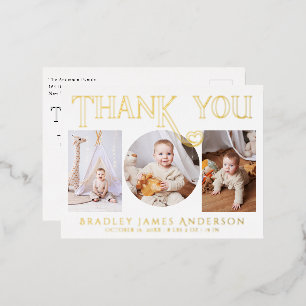 Gold Foil Baby Photo Thank You Birth Announcement