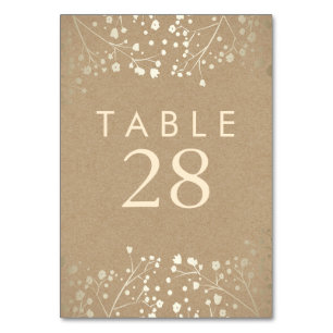 Gold Foil Baby's Breath Craft Wedding Table Number