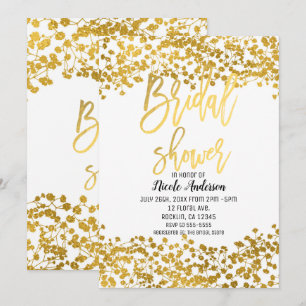 Gold Foil Baby's Breath Modern Bridal Shower Invitation