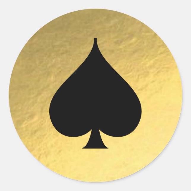 Gold Foil Background Black Spade Symbol Sticker (Front)