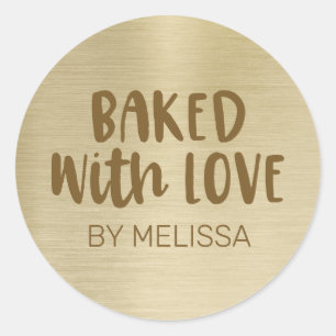 Gold Foil Baked With Love Sticker