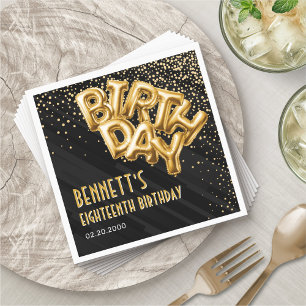 Gold Foil Balloons Birthday Napkin