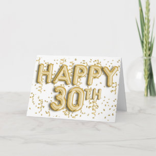 Gold Foil Balloons Happy 30th Birthday Card