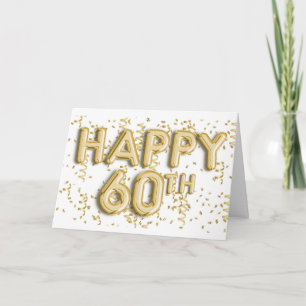 Gold Foil Balloons Happy 60th Card