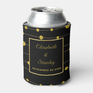 Gold foil beads and frame modern black wedding can cooler