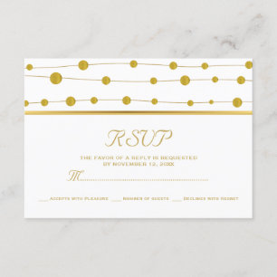 Gold foil beads and stripe modern wedding RSVP Card