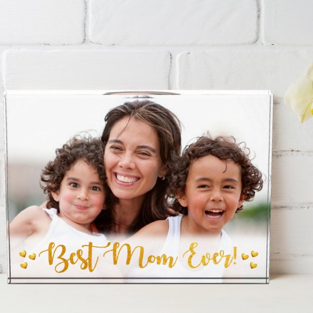 Gold Foil Best Mum Ever Light Border Photo Block (Creator Uploaded)