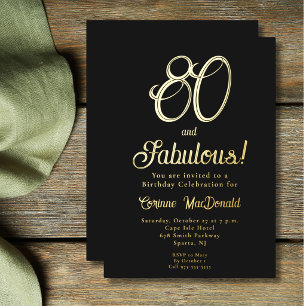 Gold Foil Black 80 &Fabulous 80th Birthday Party