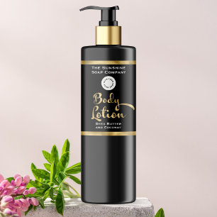 Gold Foil & Black Body Lotion Bottle Label w logo