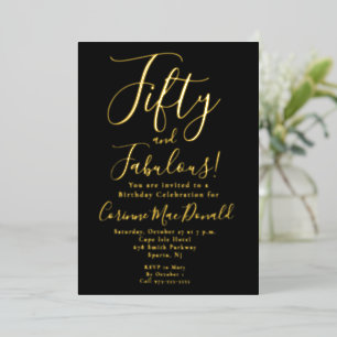 Gold Foil Black Fifty & Fabulous 50th Birthday