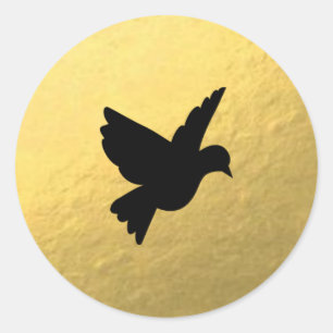 Gold Foil Black Love Bird Sticker