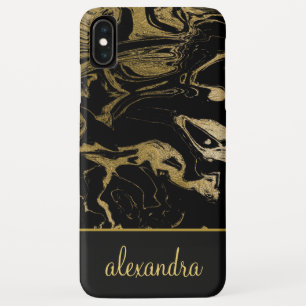 Gold Foil - Black Modern Elegant Marble Monogram Case-Mate iPhone Case