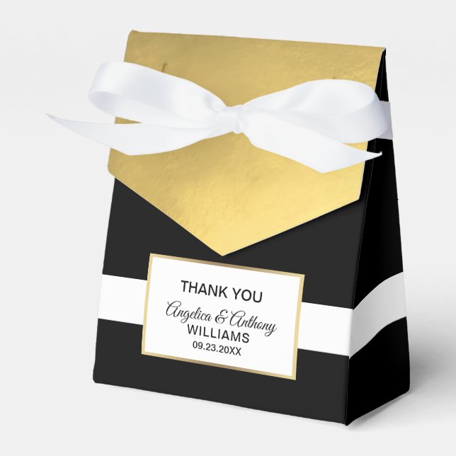 Gold Foil Black Party Favour Shower Wedding Box (Front Side)