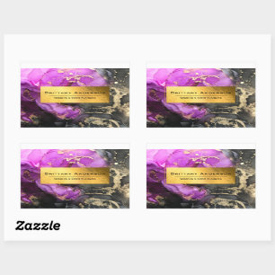 Gold Foil Black Purple Celestial Custom Business Rectangular Sticker