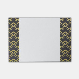 Gold Foil Black Scalloped Shells Pattern Post-it Notes