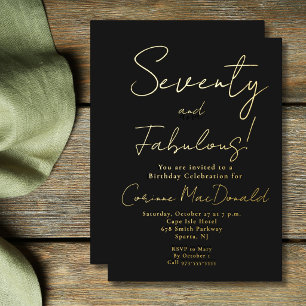 Gold Foil Black Seventy & Fabulous 70th Birthday