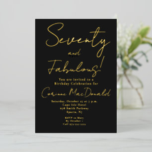 Gold Foil Black Seventy & Fabulous 70th Birthday