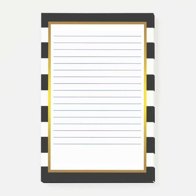 Gold Foil Black Stripe clean Lined Business Lines Post-it Notes (Front)