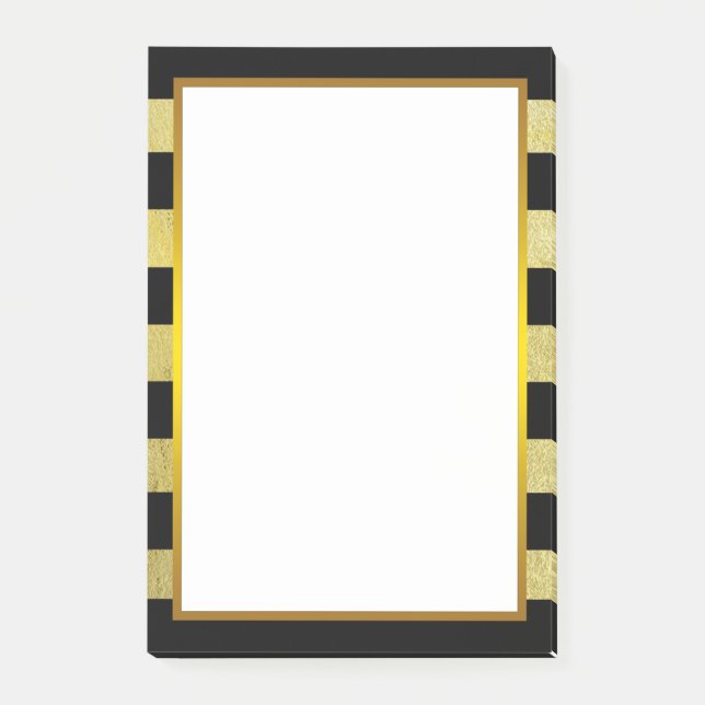 Gold Foil Black Stripe clean Post-it Notes (Front)