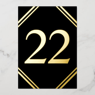 Gold Foil & Black Table Number Cards