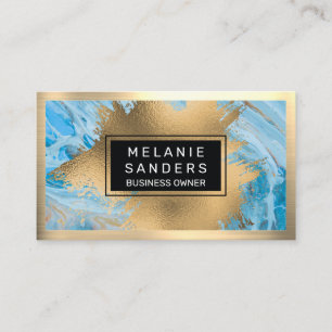 Gold Foil Blue Marble Business Card