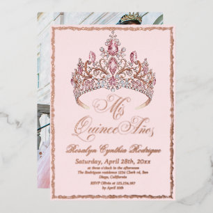 Gold Foil Blush Pink Tiara Quinceanera Photo