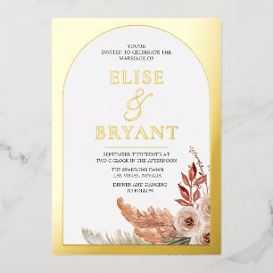 Gold Foil Boho Floral Modern White Wedding Foil 