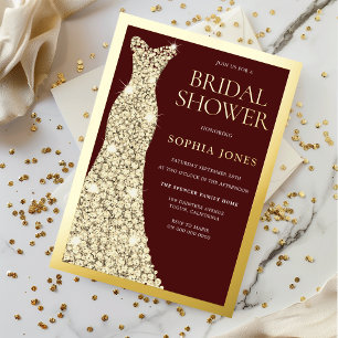 Gold Foil Border Dress Burgundy Bridal Shower