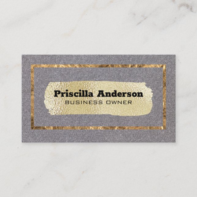 Gold Foil | Border | Fabric Business Card (Front)