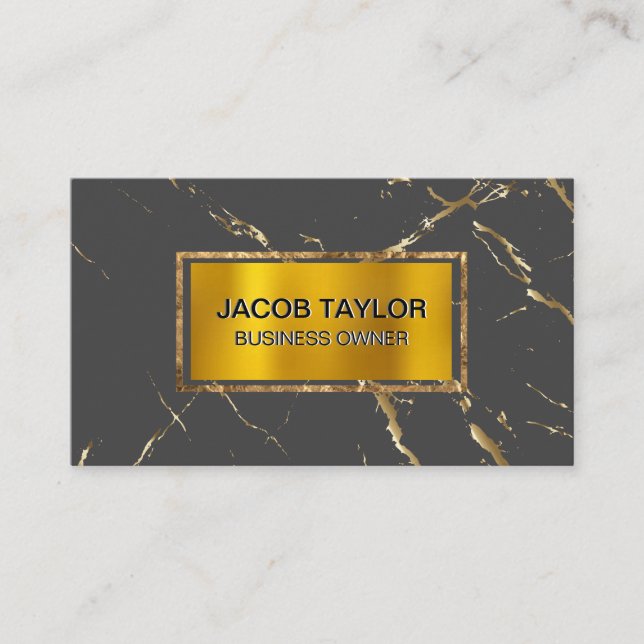 Gold Foil Border | Gold Flake Texture Business Card (Front)