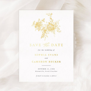 Gold Foil Botanical 4.25 x 5.6" Save the Date Card