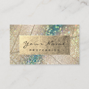 Gold Foil Botanical Beauty Studio Holograph Teal Business Card