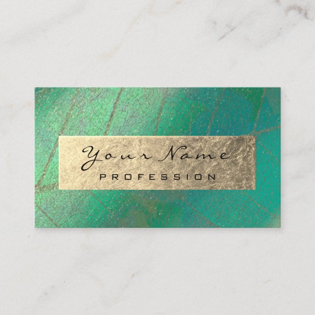 Gold Foil Botanical Brown Couch Therapist Green Business Card (Front)