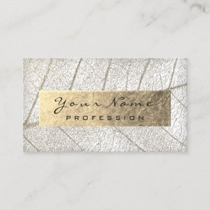 Gold Foil Botanical Grey WHITE WRITER BLOGGER Business Card